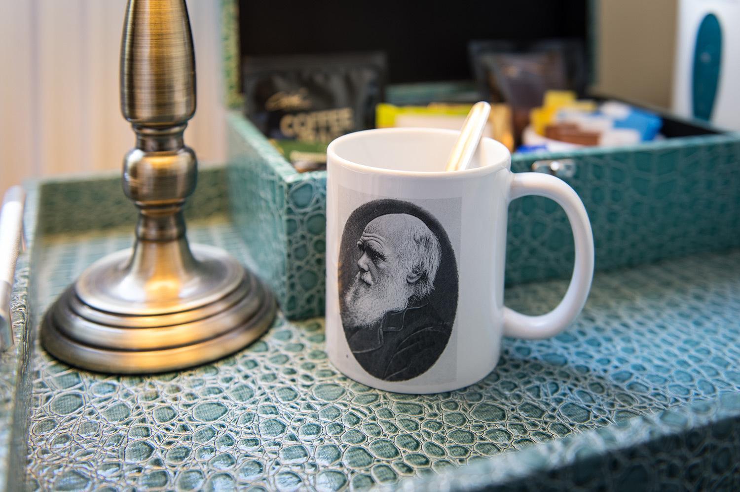 Darwin'S Townhouse Bed and Breakfast Shrewsbury Værelse billede A mug with a portrait of Darwin