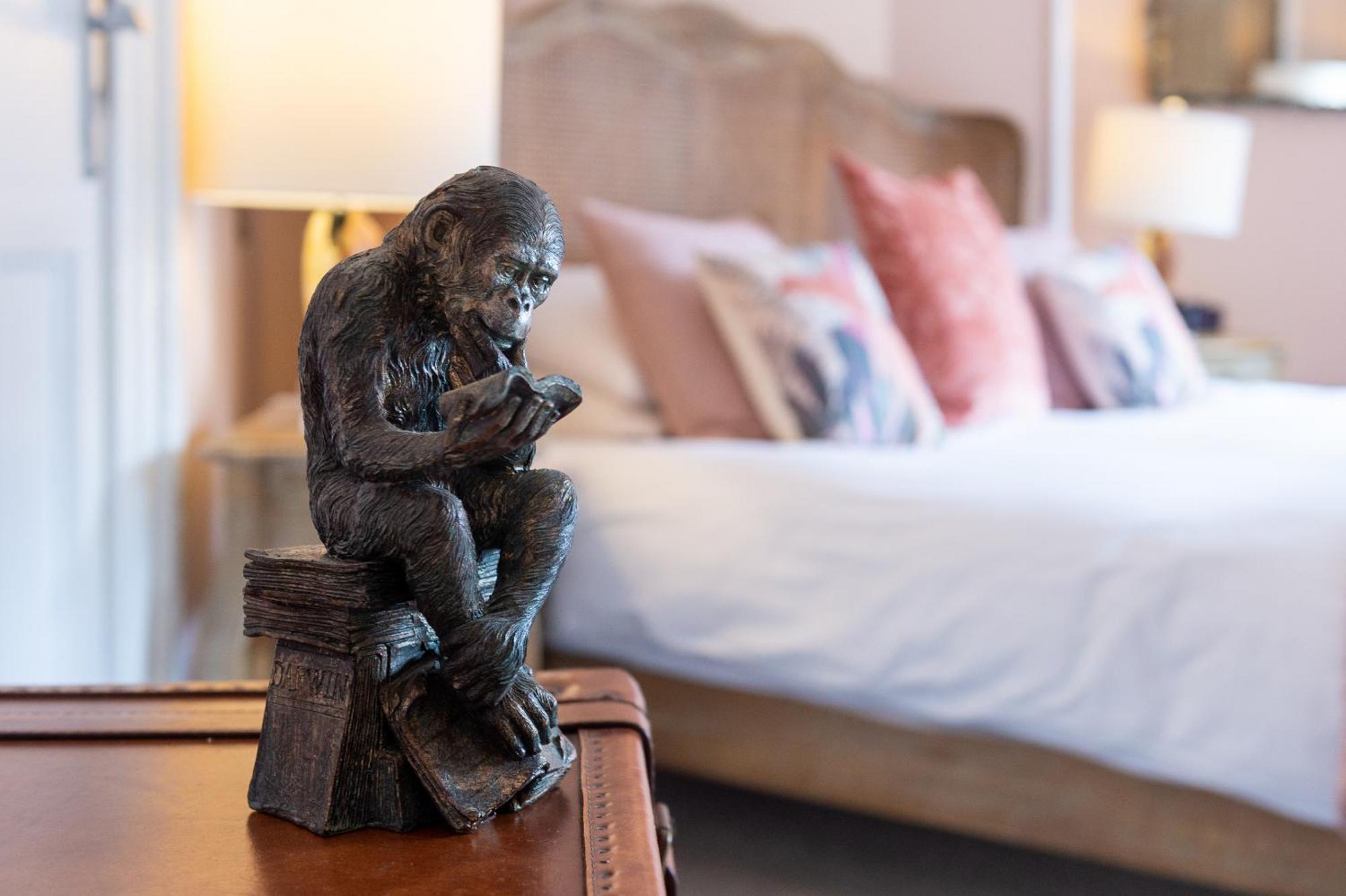 Darwin'S Townhouse Bed and Breakfast Shrewsbury Værelse billede A sculpture of a monkey sitting on a suitcase